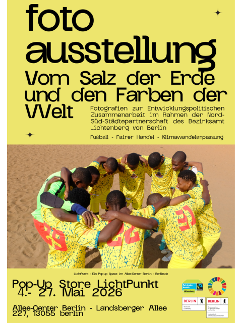Fotoausstellung im Pop-Up Store LichtPunkt im Allee Center: „Vom Salz der Erde und den Farben der Welt - Meilensteine der entwicklungspolitischen Zusammenarbeit zwischen Berlin-Lichtenberg und Maputo-KaMubukwana (Mosambik)“ I 04.05. – 27.05.2026 (Bild: Tilo Hase)