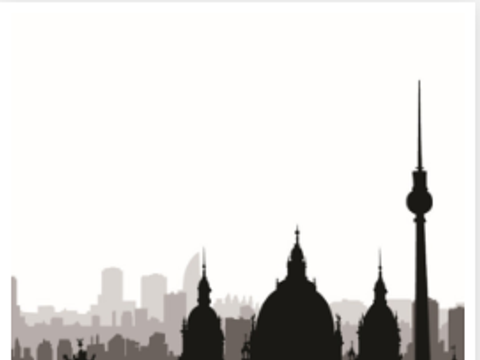 Berliner Skyline in Schwarz und Grautönen