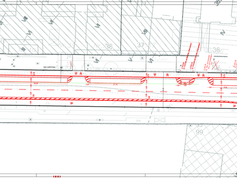 Chausseestraße: Verkehrszeichenplan für die Radverkehrsanlage zwischen Schwarzkopffstraße und Habersaathstraße (Bild: SenUMVK)