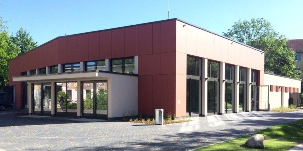 Merian Schule - Blick auf den Neubau des Mehrzweckgebäudes