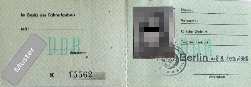 Führerscheinmodell in der DDR vom 01.01.1968 bis 31.05.1982