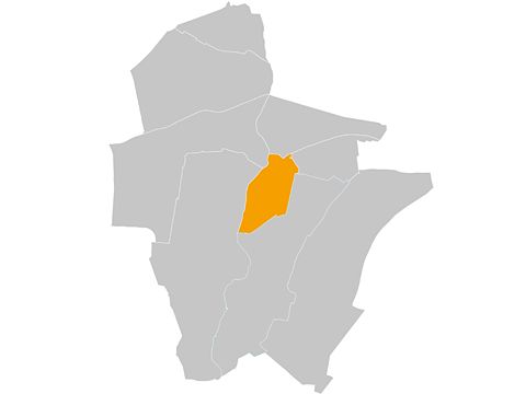 Bezirkskarte von Marzahn-Hellersdorf mit markierter Fläche für Hellersdorf-Süd