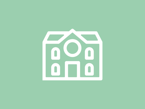 Gebäude auf grünen Hintergrund