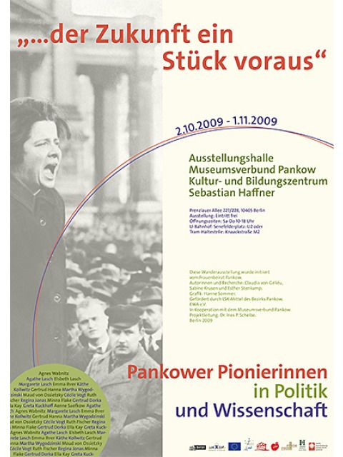 Plakat: Pankower Pionierinnen in Politik und Wissenschaft (Bild: Museum Pankow / Grafik: Hanne Sommer)