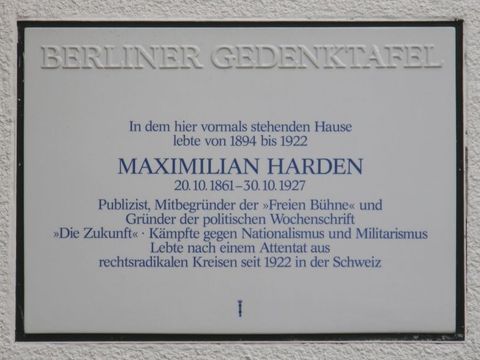 Gedenktafel für Maximilian Harden (Bild: Hupka)
