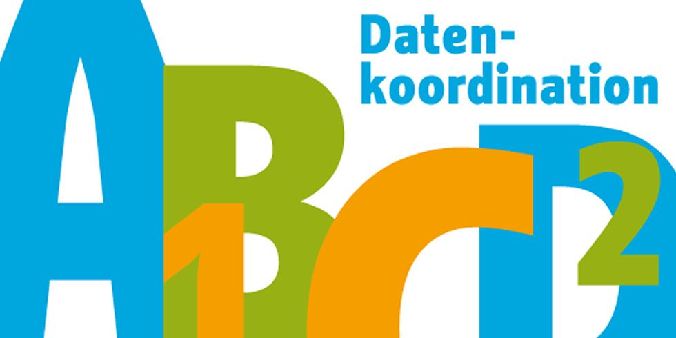 Schriftzug Datenkoordination mit Buchstaben und Zahlen