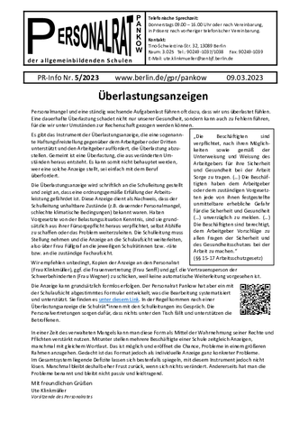 05/2023: Überlastungsanzeigen