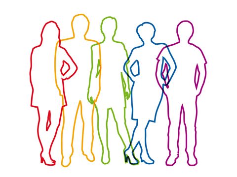 Menschliche Silhouetten in den Farben des Regenbogens
