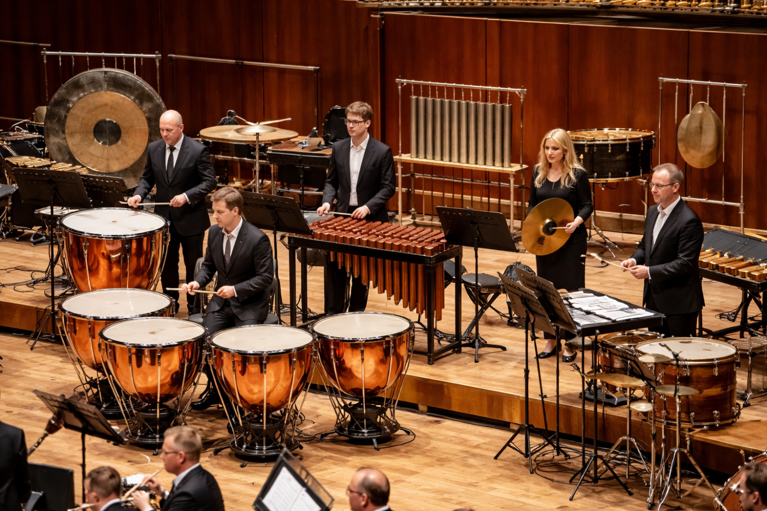 Schlagwerk im Orchestersaal beim Konzert