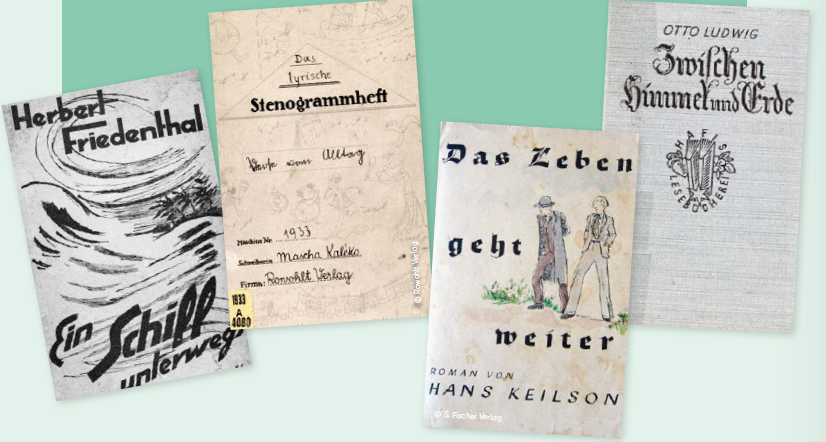 verschiedene Werke jüdischer Autorinnen und Autoren, die nach 1933 in Berlin erschienen sind