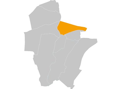 Bezirkskarte von Marzahn-Hellersdorf mit markierter Fläche für Hellersdorf-Nord