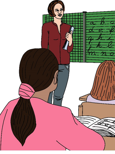 Lehrerin an der Tafel