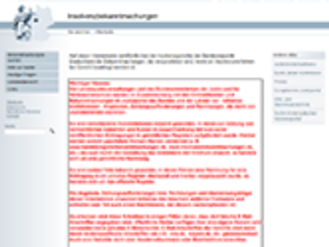 Screenshot der Webseite zu den Insolvenzbekanntmachungen