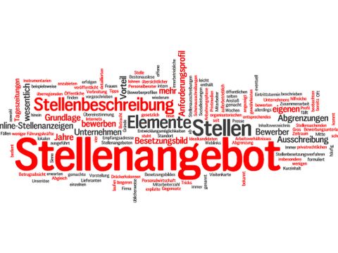 Abstrakte Grafik mit Wörtern rund um Stellenangebote