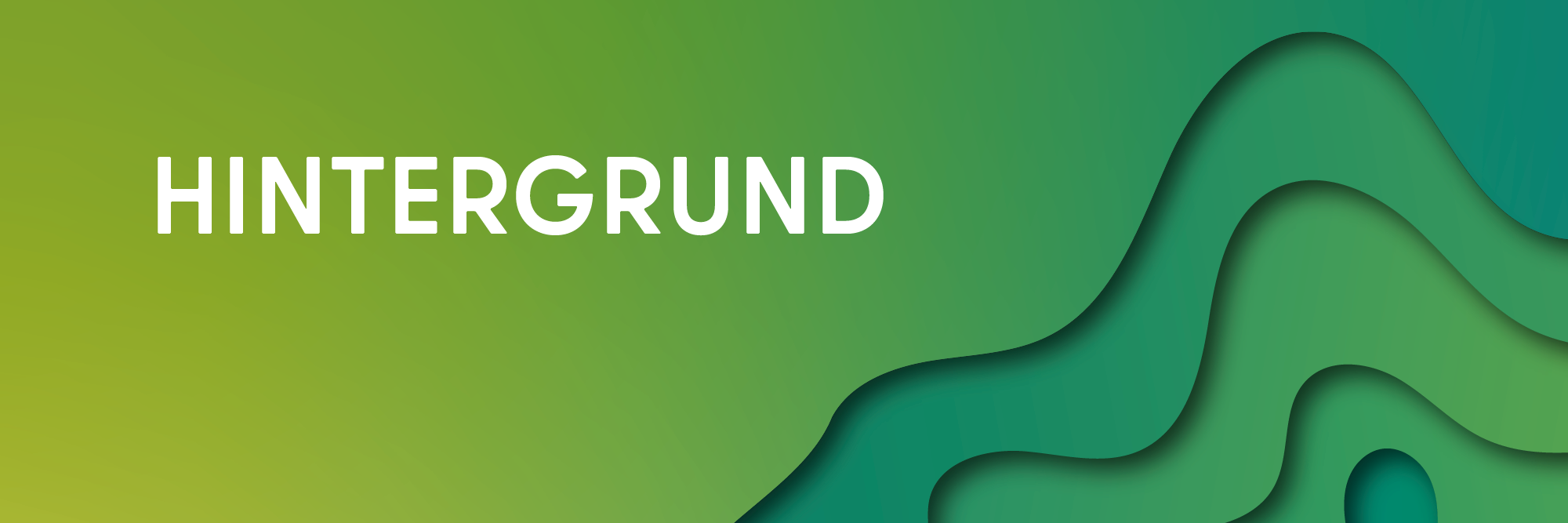 Grüner Farbverlauf mit organischen Schichten rechts, Text "Hintergrund" links in Weiß.