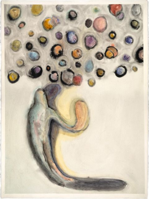 Laura Bruce: »Handful« (aus der Reihe »Through a Dewdrop Darkly«), 2019–2022, Tusche auf Papier, mit Wachs überzogen, 76 x 56 cm (Bild: © Laura Bruce und die VG Bild-Kunst, Bonn 2024)