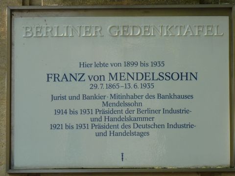 Gedenktafel für Franz von Mendelssohn, 22.9.2010, Foto: KHMM
