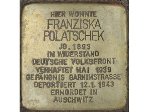 Stolperstein Franziska Polatschek (Bild: Stolpersteine-Initiative CW, Hupka)