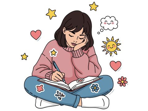 Symbolbild: Grafik einer jungen Frau mit Journal