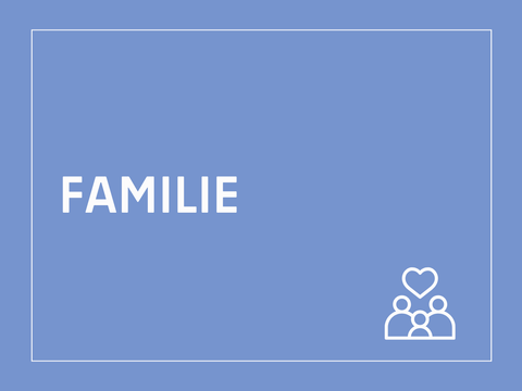 Kachel Startseite mit der Bildaufschrift Familie und einem passenden Icon