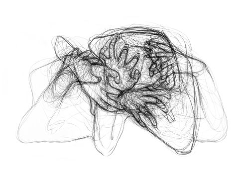  Angst, 2023, Zeichenkohle auf Papier