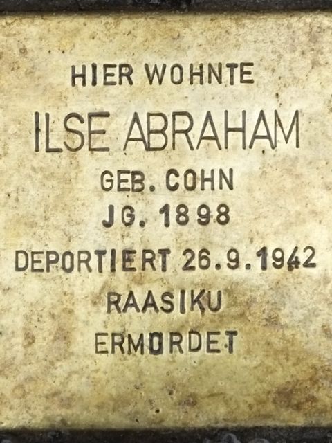 Stolperstein Ilse Abraham, Foto: H.-J. Hupka