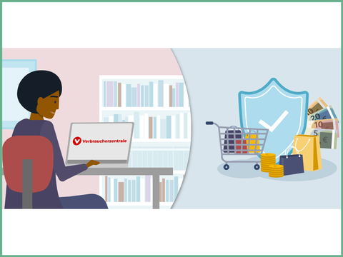 Grafik einer Person beim Online-Shopping