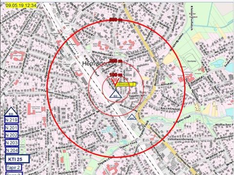Der 500-Meter-Sperrkreis in Hermsdorf. (Bild: Senatsverwaltung)
