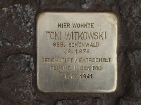 Stolperstein Toni Witkowski (Bild: Stolpersteine-Initiative CW, Siebold)