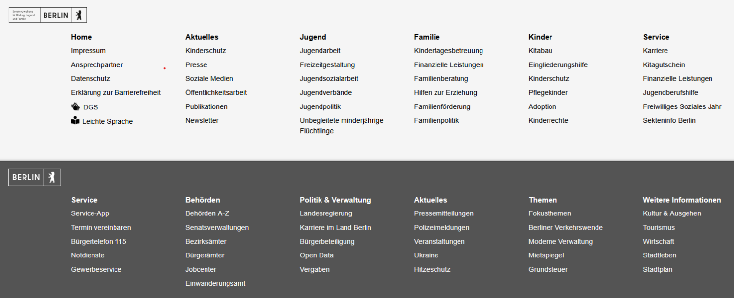 Link Listen der Senatsverwaltung für Bildung, Jugend und Familie- Bereich Jugend und Familie