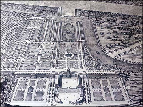 Johann Friedrich Eosander - Schlossgarten Charlottenburg, Idealplan, 1717, Kupferstich