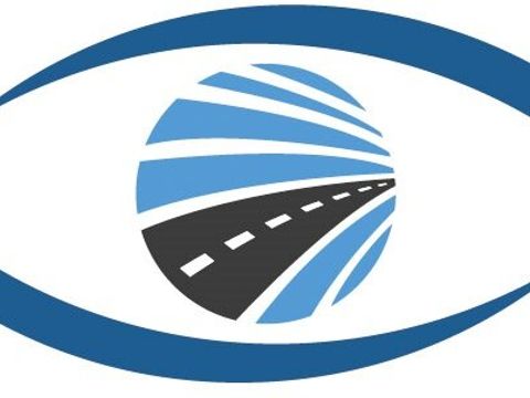 Sicher.mobil-leben Logo (Auge als Straße abstrakt dargestellt in Blau-schwarz)