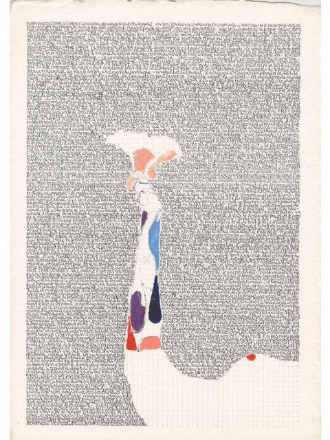 Mark Lammert, Knochen, o.J., Stift, Ölfarbe auf Papier, 45 x 34 cm