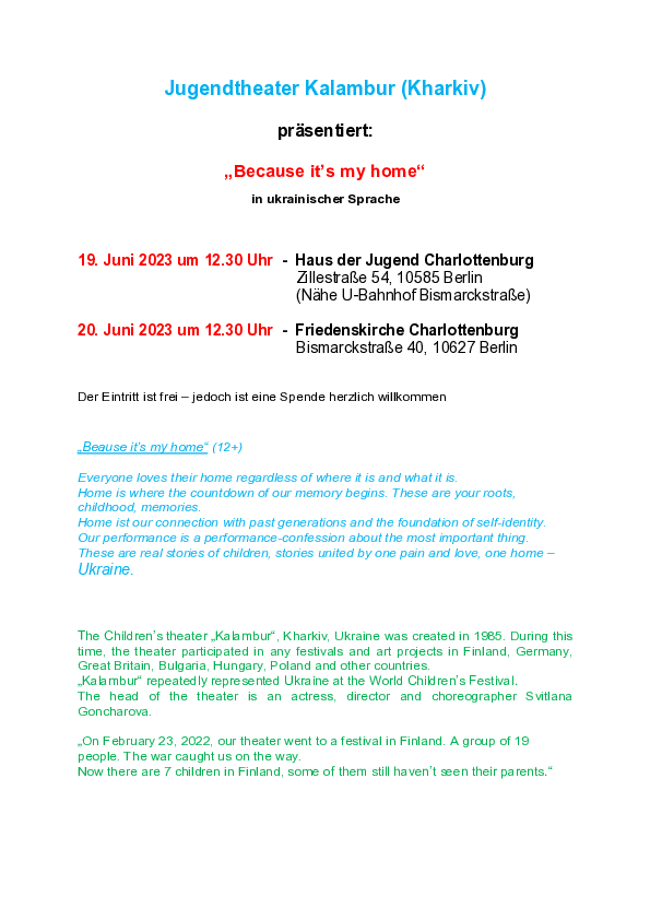 Ukrainisches Jugendtheater gastiert in Berlin