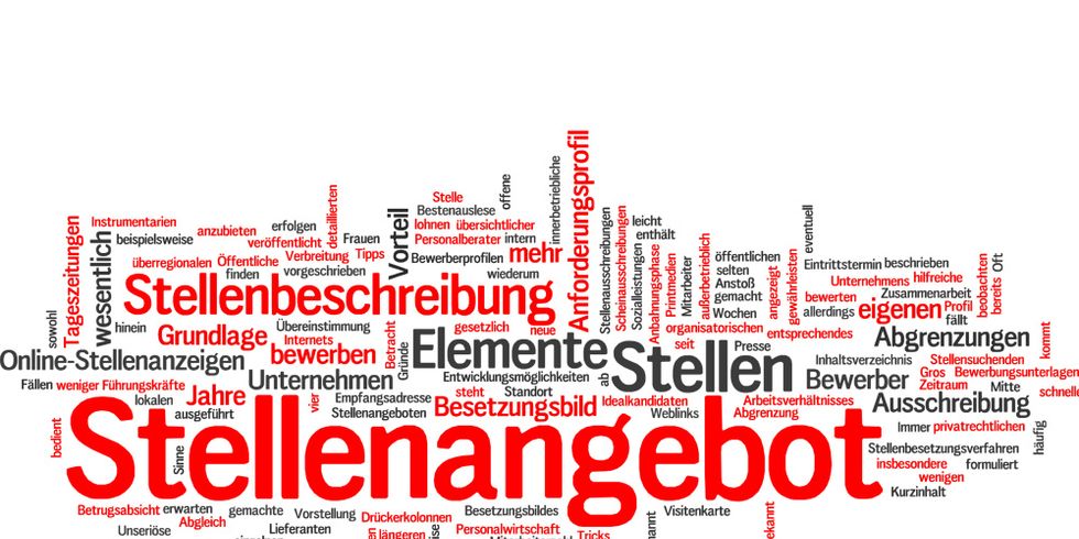 Abstrakte Grafik mit Wörtern rund um Stellenangebote