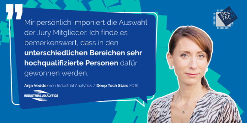 Anja Vedder lächelt in die Kamera, daneben Text auf BIld