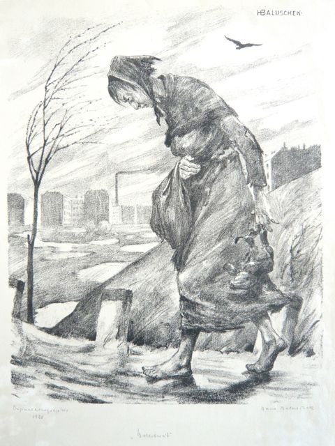 Hans Baluschek: Bettelweib, Lithografie, 1920 (Bild: BA Reinickendorf)