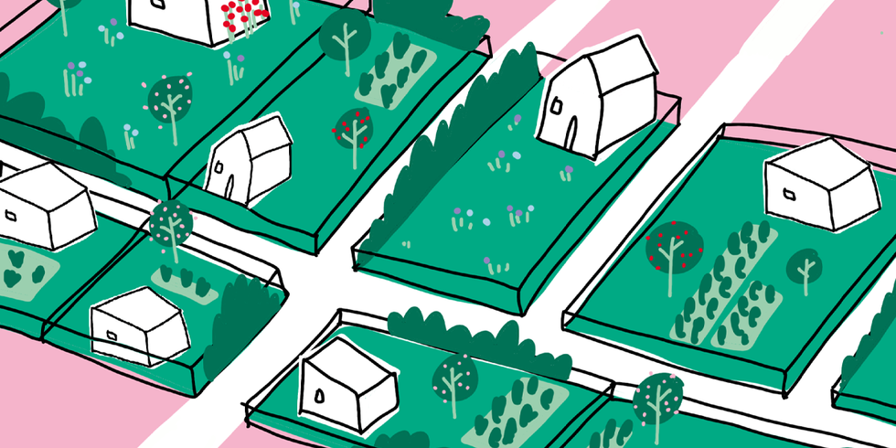 Zeichnung einer Kleingartenanlage aus Vogelperspektive