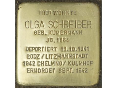 Stolperstein Olga Schreiber, Foto:H.-J. Hupka, 2014