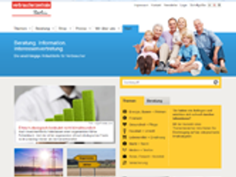 Screenshot der Webseite der Verbraucherzentrale Berlin