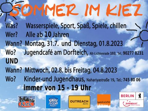 Ein Veranstaltungsflyer mit dem Titel "Sommer im Kiez".