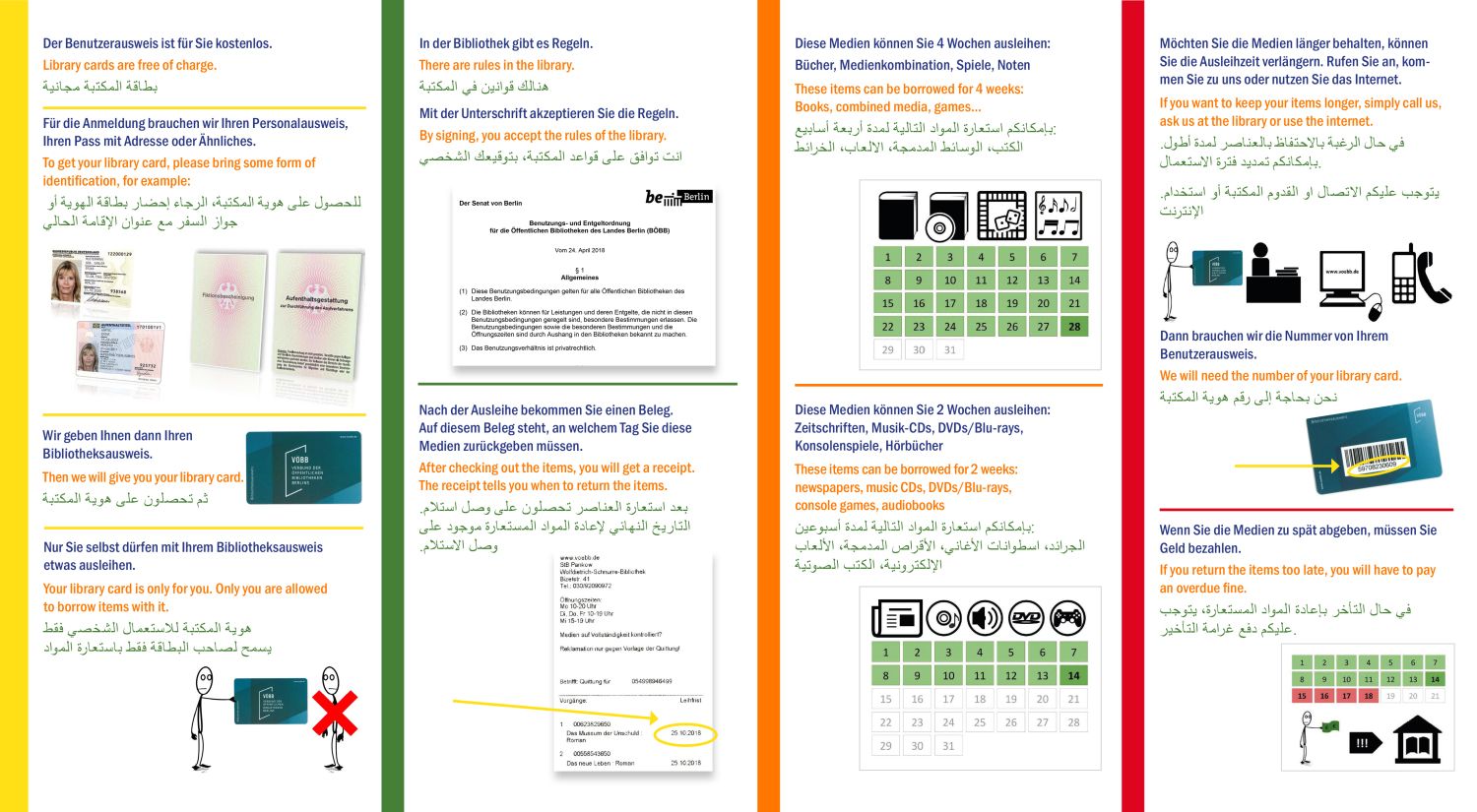 Infos und Anmeldehilfen auf Englisch und Arabisch