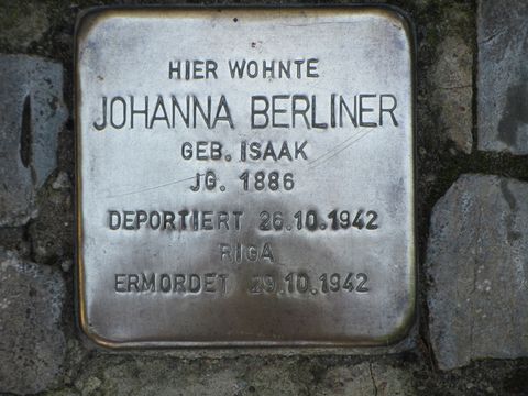 Stolperstein Johanna Berliner, Foto: F. Siebold, Juni 2013