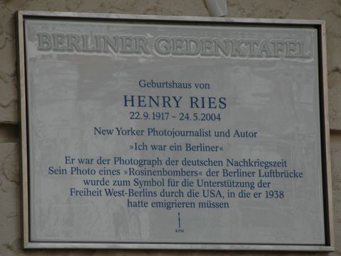 Gedenktafel für Henry Ries, 3.6.2008, Foto: Andreas Fritsch