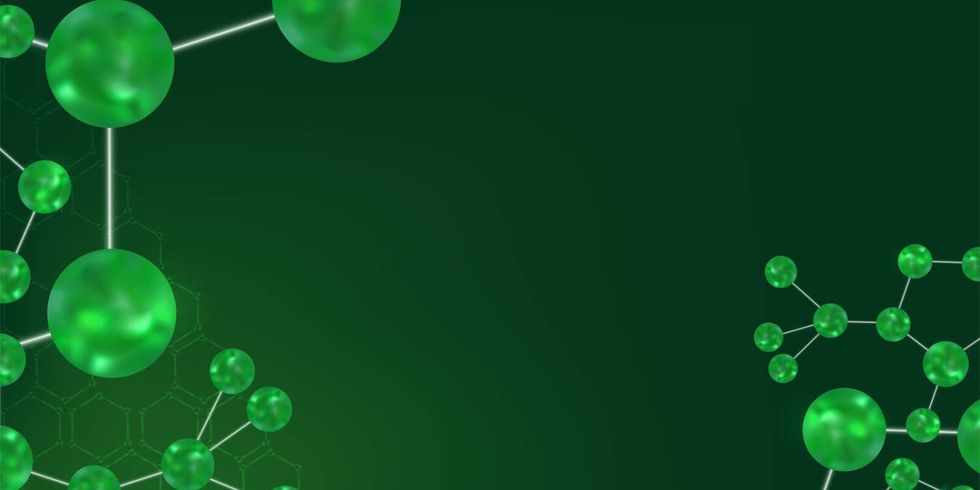 Grüner Hintergrund, generisch, erinnert an Atomverbindungen