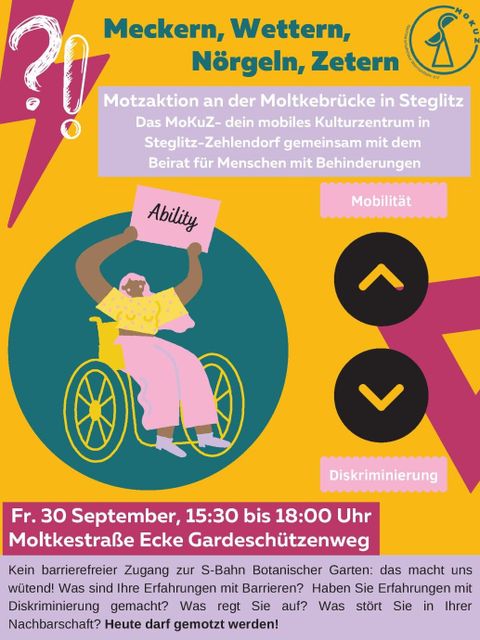 Flyer zur Motzaktion an der Moltkerücke in Steglitz am 30.09.2022 (Bild: Das MoKuZ)