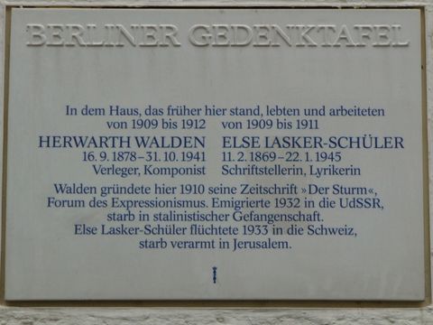 Gedenktafel für Else Lasker-Schüler und Herwarth Walden, 2.3.2009, Foto: KHMM