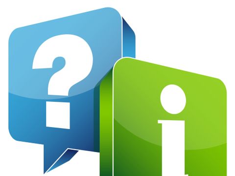 Illustration Sprechblasen mit Fragezeichen und Info