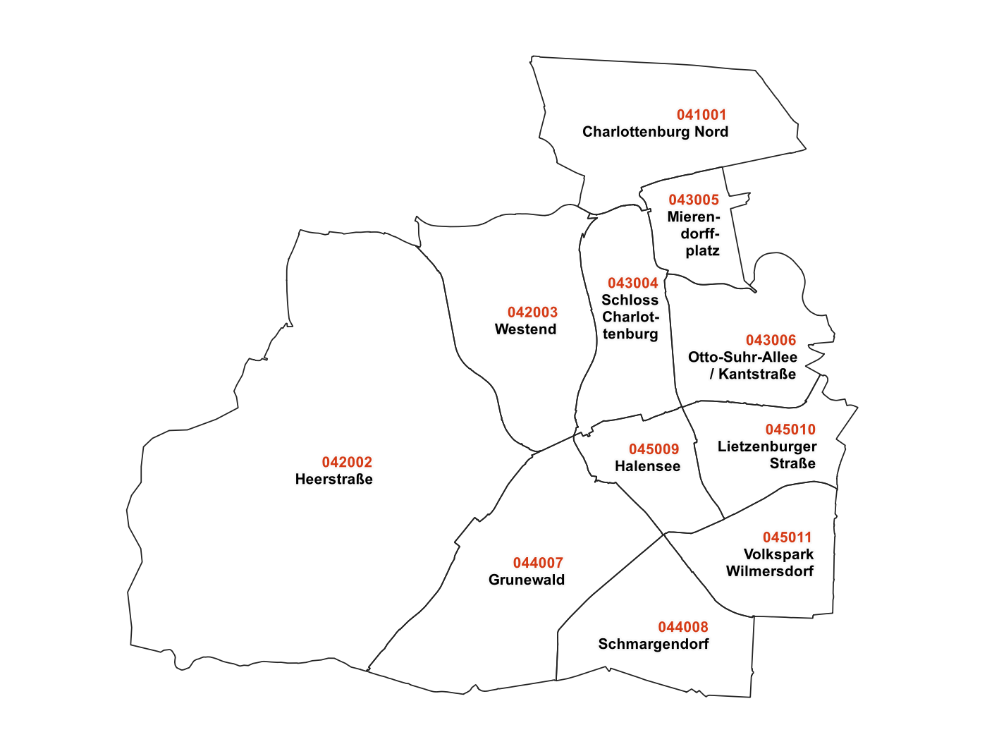 Bezirksregionen in Charlottenburg-Wilmersdorf