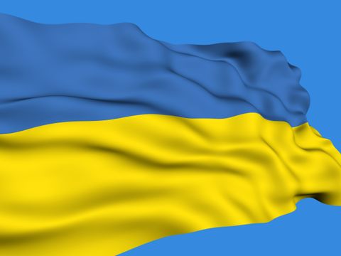 Flagge der Ukraine weht im Wind